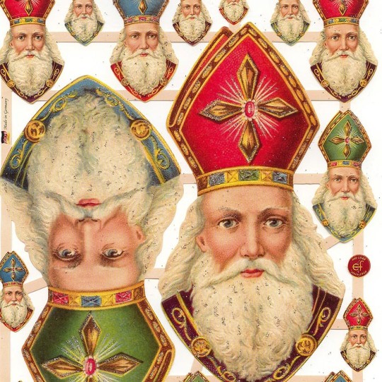 Old Fashioned St. Nicholas Scraps with Glitter ~ Germany